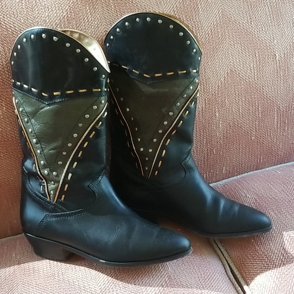 Michael Mango Black Leather Boots